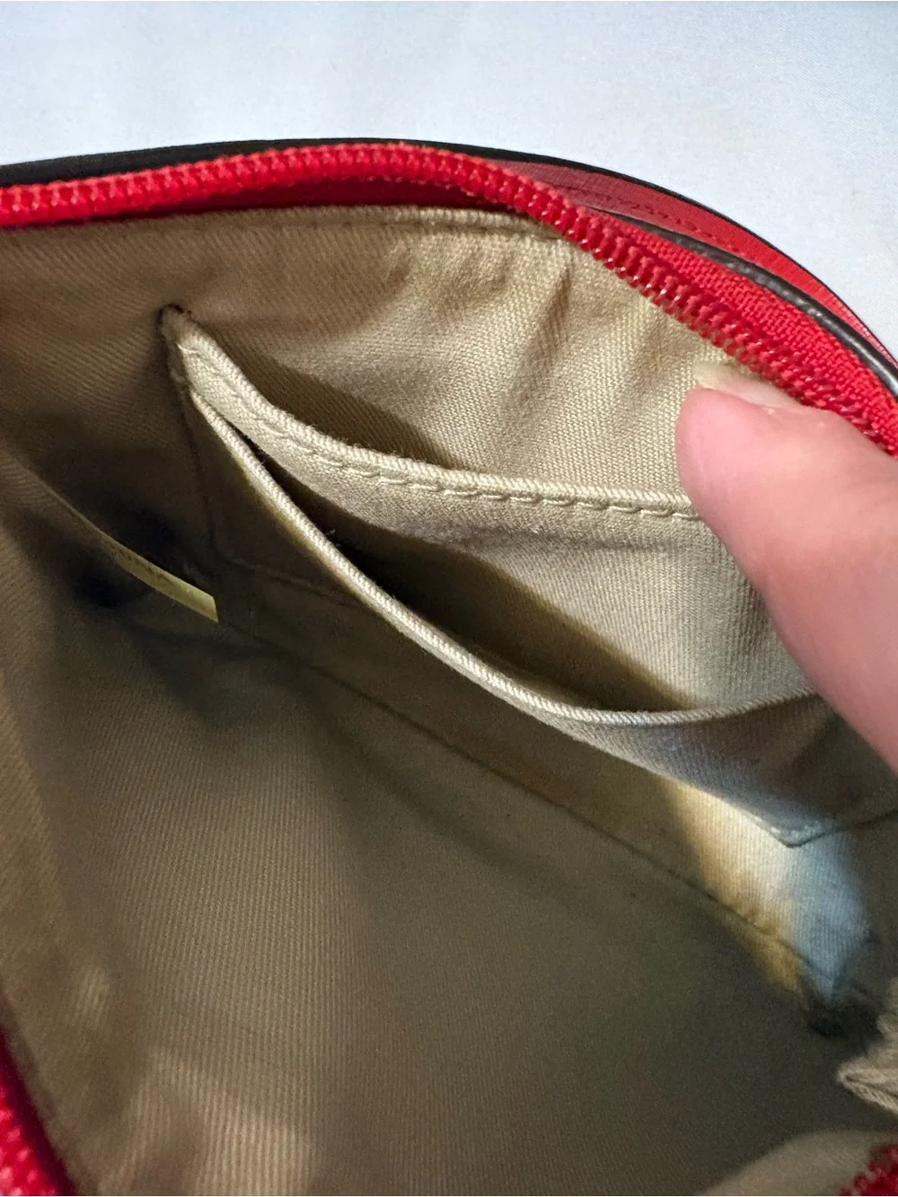COACH Red Leather Pouch Wristlet Clutch Bag coin purse